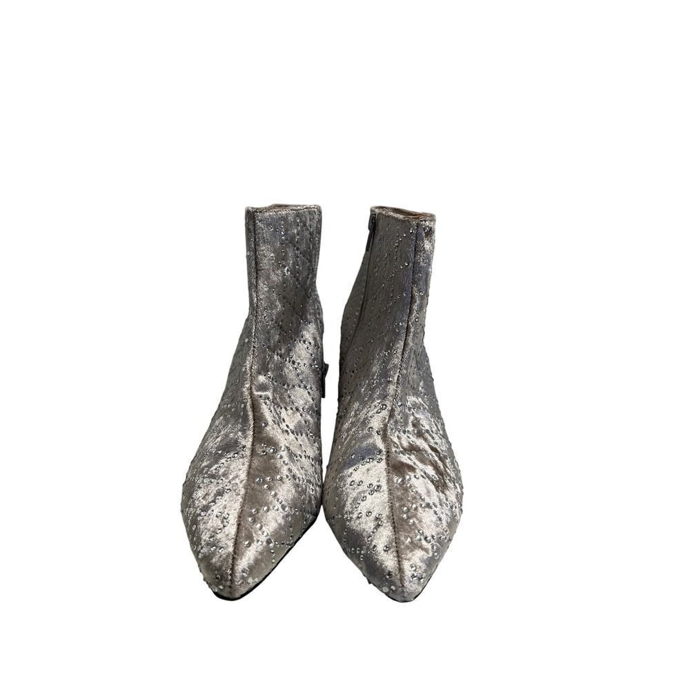 C Comfort Est 1946 Women's Sequins Velvet Block Heel Ankle Boots Silver 8W